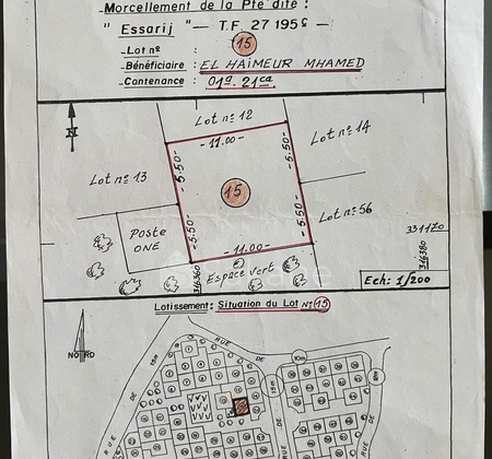 Terrain nu à vendre supérficie 121 mètres carrés à Moussa Ben Ali Benslimane