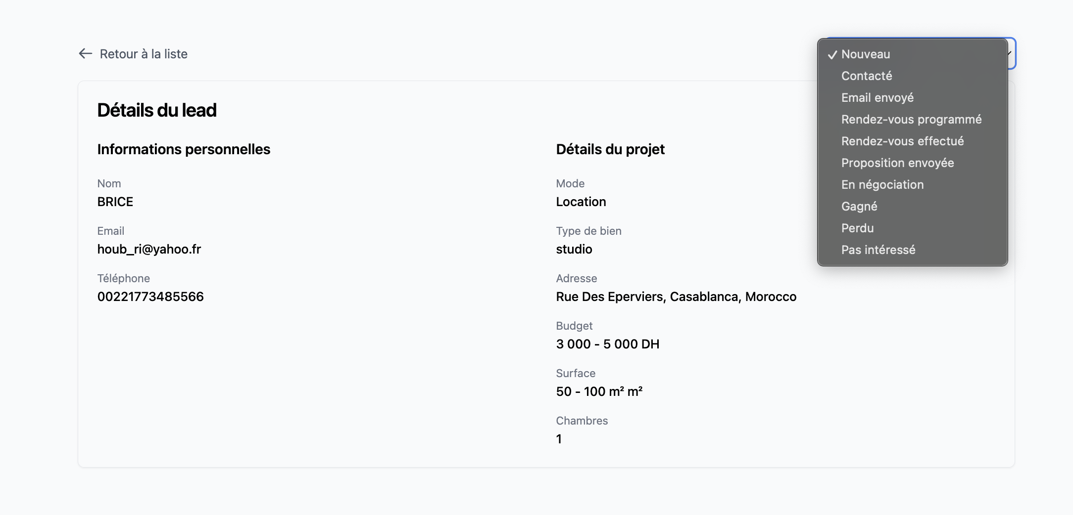 Gestion de vos leads achetés